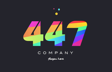 447 colored rainbow creative number digit numeral logo icon