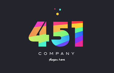 451 colored rainbow creative number digit numeral logo icon