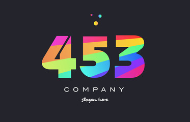 453 colored rainbow creative number digit numeral logo icon