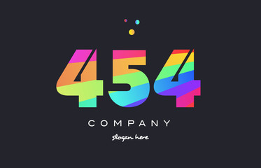 454 colored rainbow creative number digit numeral logo icon