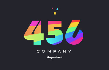 456 colored rainbow creative number digit numeral logo icon