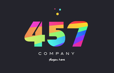457 colored rainbow creative number digit numeral logo icon