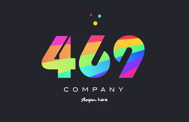 Fototapeta na wymiar 469 colored rainbow creative number digit numeral logo icon