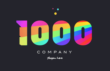 1000 colored rainbow creative number digit numeral logo icon