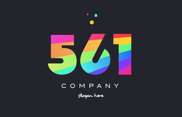 561 colored rainbow creative number digit numeral logo icon