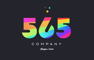 Fototapeta na wymiar 565 colored rainbow creative number digit numeral logo icon