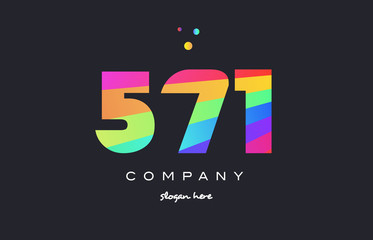 571 colored rainbow creative number digit numeral logo icon