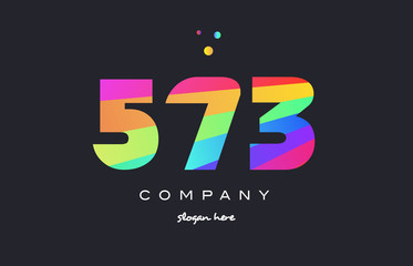 573 colored rainbow creative number digit numeral logo icon
