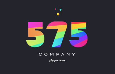 575 colored rainbow creative number digit numeral logo icon