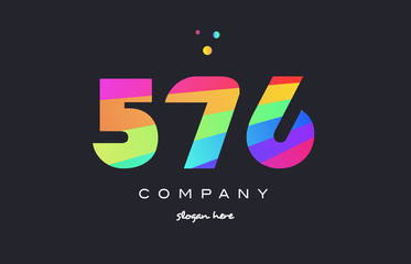 576 colored rainbow creative number digit numeral logo icon
