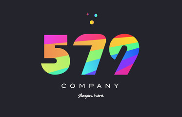 579 colored rainbow creative number digit numeral logo icon
