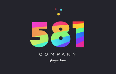 581 colored rainbow creative number digit numeral logo icon