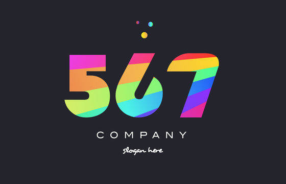 567 colored rainbow creative number digit numeral logo icon