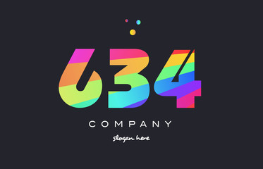 634 colored rainbow creative number digit numeral logo icon