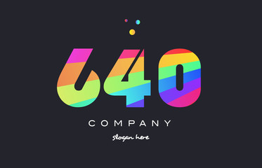 640 colored rainbow creative number digit numeral logo icon