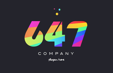 647 colored rainbow creative number digit numeral logo icon