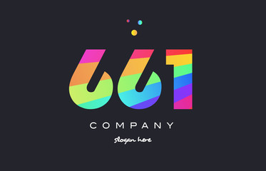 661 colored rainbow creative number digit numeral logo icon
