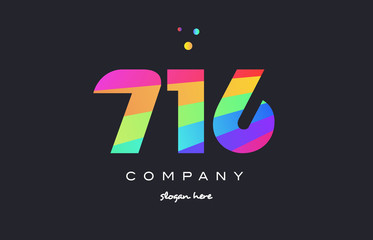 716 colored rainbow creative number digit numeral logo icon