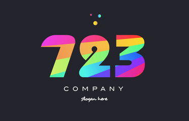 723 colored rainbow creative number digit numeral logo icon