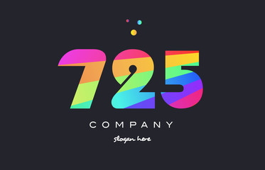 725 colored rainbow creative number digit numeral logo icon