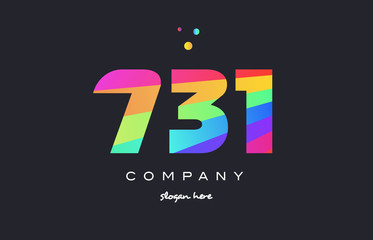 731 colored rainbow creative number digit numeral logo icon