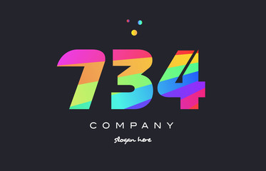 734 colored rainbow creative number digit numeral logo icon