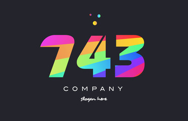 743 colored rainbow creative number digit numeral logo icon