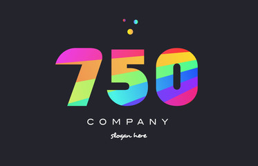 750 colored rainbow creative number digit numeral logo icon