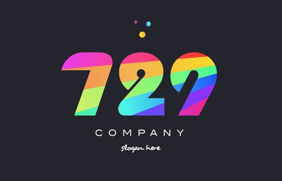 729 colored rainbow creative number digit numeral logo icon