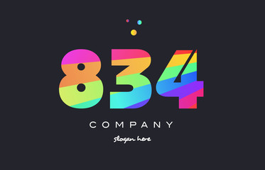 834 colored rainbow creative number digit numeral logo icon