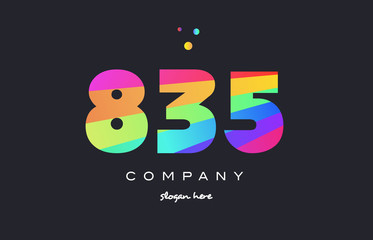 835 colored rainbow creative number digit numeral logo icon