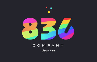 836 colored rainbow creative number digit numeral logo icon