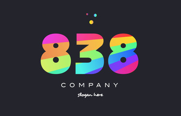 838 colored rainbow creative number digit numeral logo icon