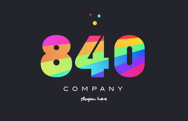 840 colored rainbow creative number digit numeral logo icon