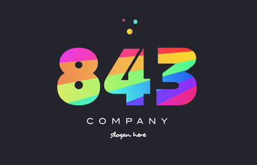 843 colored rainbow creative number digit numeral logo icon