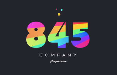 845 colored rainbow creative number digit numeral logo icon