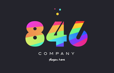 846 colored rainbow creative number digit numeral logo icon