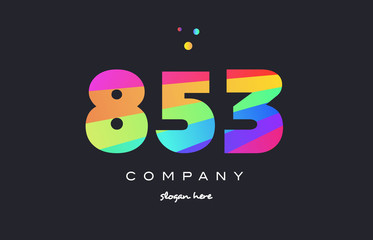 853 colored rainbow creative number digit numeral logo icon