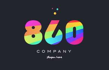 860 colored rainbow creative number digit numeral logo icon