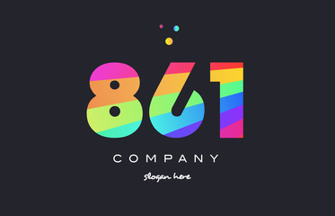 861 colored rainbow creative number digit numeral logo icon