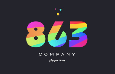 863 colored rainbow creative number digit numeral logo icon