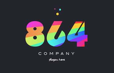 864 colored rainbow creative number digit numeral logo icon