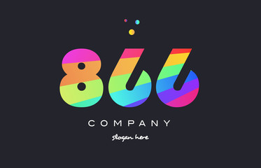 866 colored rainbow creative number digit numeral logo icon