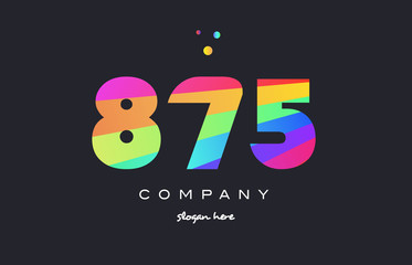 875 colored rainbow creative number digit numeral logo icon