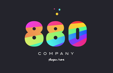 880 colored rainbow creative number digit numeral logo icon