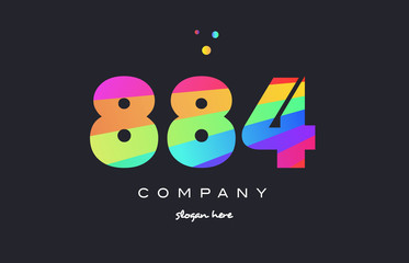 884 colored rainbow creative number digit numeral logo icon