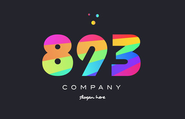 893 colored rainbow creative number digit numeral logo icon