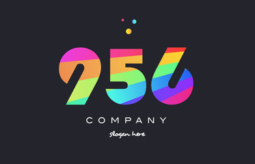 956 colored rainbow creative number digit numeral logo icon