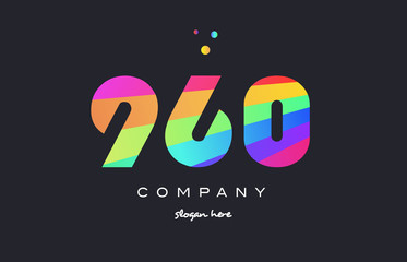 960 colored rainbow creative number digit numeral logo icon