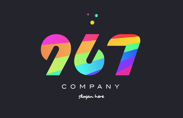 967 colored rainbow creative number digit numeral logo icon